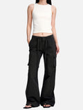 DAXUEN black wide-leg cargo pants with pockets