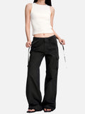 DAXUEN black wide-leg cargo pants with pockets