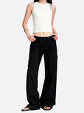DAXUEN black wide-leg cargo pants with pockets