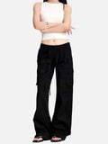 DAXUEN black wide-leg cargo pants with pockets