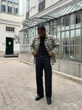 DAXUEN Wide-leg black denim jeans — model photo