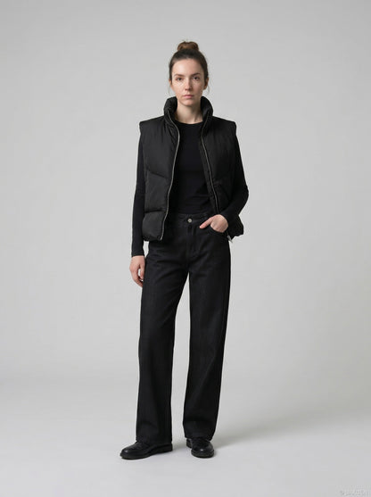 DAXUEN Wide-leg black denim jeans — model photo