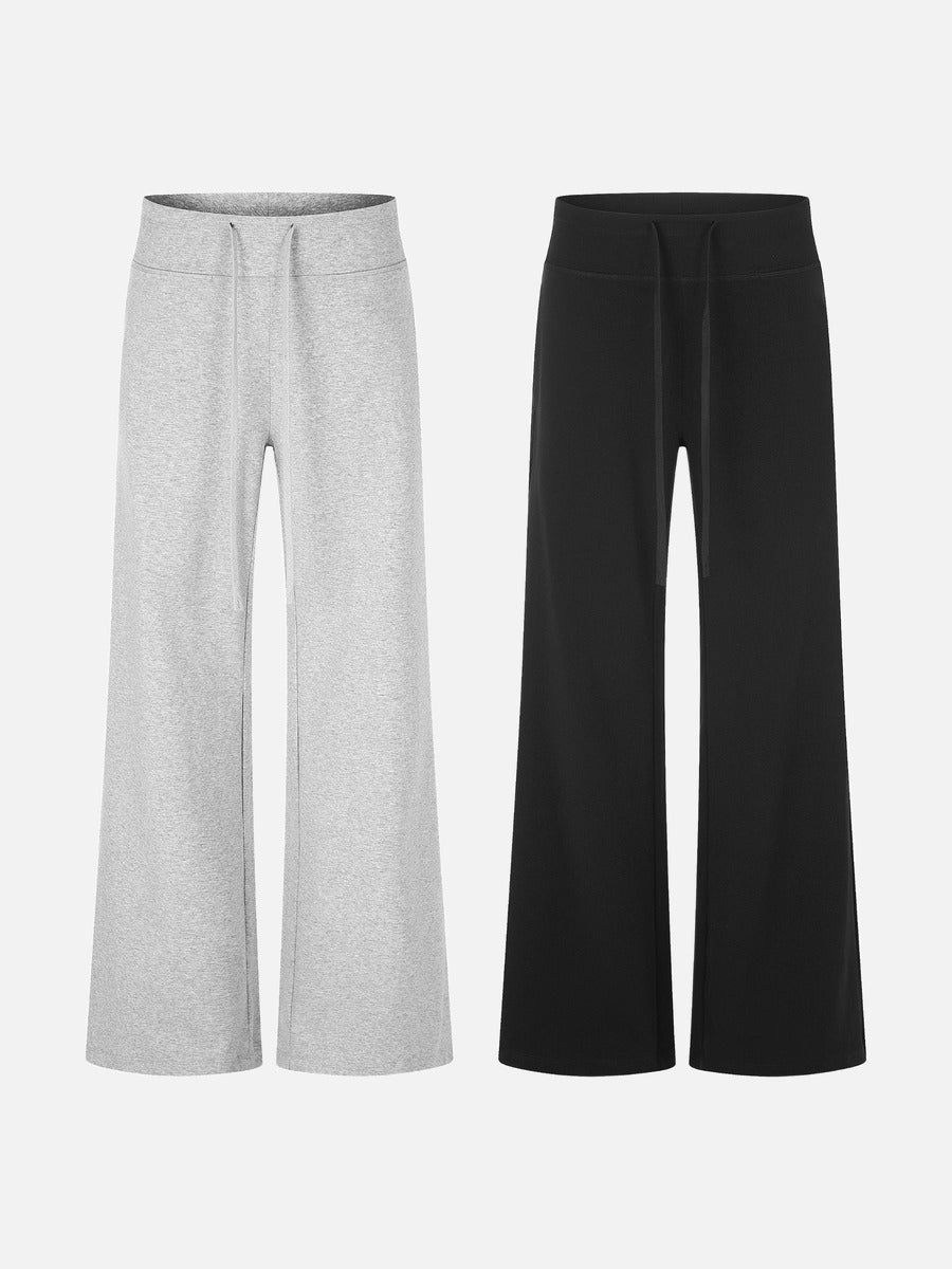 Wide-Leg Black Knit Sweatpants