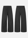 DAXUEN black wide-leg relaxed pants with drawstrings