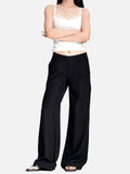 DAXUEN black wide-leg trousers with flap pockets