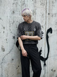 DAXUEN black wide-leg trousers with flap pockets — model photo
