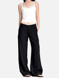 DAXUEN black wide-leg trousers with flap pockets