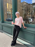 DAXUEN black wide-leg trousers with flap pockets — model photo