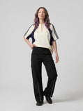 DAXUEN black wide-leg workwear pants — model photo