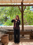 DAXUEN black wide-leg workwear pants — model photo