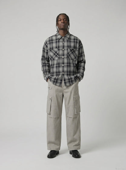 DAXUEN Wide-leg cargo pants with multiple pockets — model photo