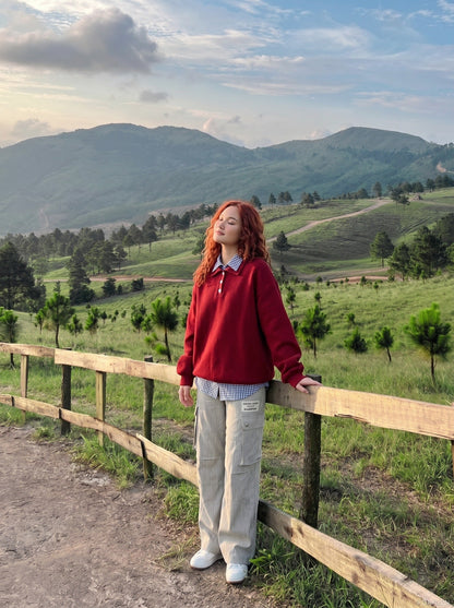 DAXUEN Wide-leg cargo pants with multiple pockets — model photo
