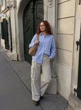DAXUEN Wide-leg cargo pants with multiple pockets — model photo