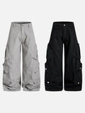 DAXUEN Wide-leg cargo pants in black and light grey