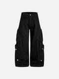 DAXUEN Wide-leg cargo pants in black and light grey