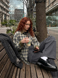 DAXUEN Wide-leg cargo pants with pockets and frayed seams — model photo