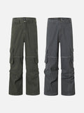 DAXUEN Wide-leg cargo pants with pockets and frayed seams