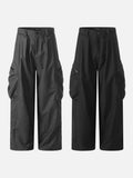 DAXUEN Wide-leg loose-fit cargo pants in dark grey and black