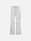 DAXUEN Unisex wide-leg cargo pants with utility pockets and embroidery