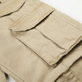 DAXUEN beige wide-leg cargo pants with inverted rivets