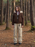 DAXUEN khaki cargo pocket wide-leg pants — model photo
