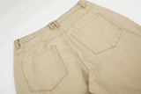 DAXUEN beige wide-leg cargo pants with inverted rivets