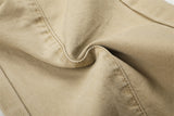 DAXUEN beige wide-leg cargo pants with inverted rivets