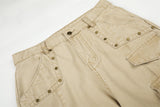 DAXUEN beige wide-leg cargo pants with inverted rivets