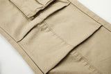 DAXUEN beige wide-leg cargo pants with inverted rivets