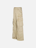 DAXUEN beige wide-leg cargo pants with inverted rivets