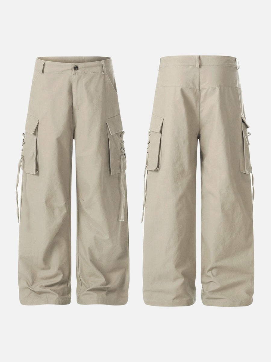 DAXUEN Wide-leg cargo pants in light beige/khaki color