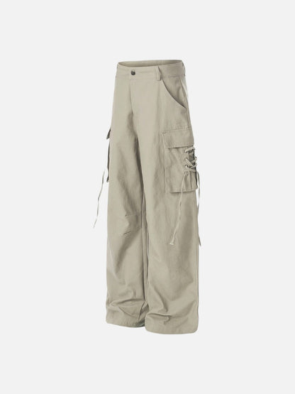 DAXUEN Wide-leg cargo pants in light beige/khaki color