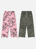 DAXUEN light beige wide-leg cargo pants with textured fabric