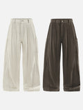 DAXUEN beige wide-leg cargo pants with vertical stitching