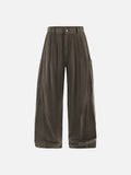 Wide-Leg Cargo Pants with Vertical Stitching