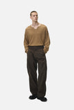 DAXUEN beige wide-leg cargo pants with vertical stitching