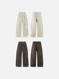 DAXUEN beige wide-leg cargo pants with vertical stitching