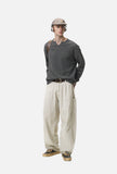 DAXUEN beige wide-leg cargo pants with vertical stitching