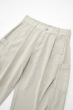 DAXUEN beige wide-leg cargo pants with vertical stitching