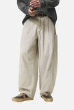 DAXUEN beige wide-leg cargo pants with vertical stitching