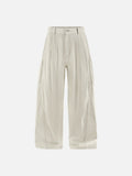 Wide-Leg Cargo Pants with Vertical Stitching