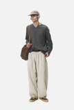 DAXUEN beige wide-leg cargo pants with vertical stitching