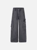 DAXUEN dark grey wide-leg cargo pants with woven strap detail