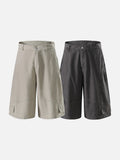 DAXUEN Wide-leg cargo shorts in light greige and dark charcoal grey
