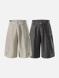 DAXUEN Wide-leg cargo shorts in light greige and dark charcoal grey