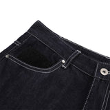 DAXUEN dark black wide-leg contrast-stitch denim culottes