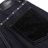 DAXUEN dark black wide-leg contrast-stitch denim culottes