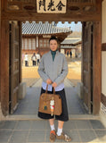 DAXUEN Shop DAXUEN Wide-Leg Cropped Pants for Men — model photo