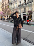 DAXUEN Wide-leg cropped trousers for men — model photo
