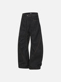 DAXUEN Wide-leg dark denim pants with embroidery